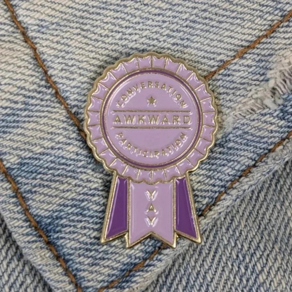 (5/$20) Awkward Conversation Ribbon Enamel Pin